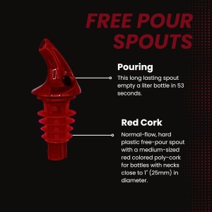 1 Dozen Medium Red Free-Pour Spouts – Fits 750ml, 1L, & 1.75L Bottles, Perfect for Patron & Liquors with Wide Bottle Necks