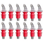 1 Dozen Medium Red Free-Pour Spouts – Fits 750ml, 1L, & 1.75L Bottles, Perfect for Patron & Liquors with Wide Bottle Necks