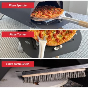 7PCS Pizza Oven Accessories Kit – Premium Pizza Making Tools Set for Home & Outdoor Ovens – Includes Pizza Peel, Oven Brush, Bubble Popper Turner, Rocker Cutter, Dough Roller & Scraper