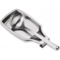 SUS304 Stainless Steel Spoon Rest, Holds Ladle Tongs Spatula Serving Spoons and Other Kitchen Utensils, Built-In Hanging Hook (205mm x 110mm / 8.07inch x 4.33inch)