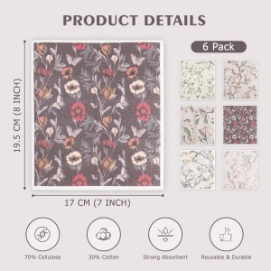 YoulerTex Swedish Dishcloths Dish Towels Set: 6 Packs Cellulose Sponge Cloths Reusable Cleaning Cloths for Kitchen Absorbent Reusable Paper Towels Dish Cloth Non-Scratch No Odor (Flower)