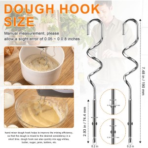 Hand Mixer Beaters Attachments Compatible with Hamilton Beach, Replacement Beater, Dough Hook, Blending Rod, Whisk Parts for 62632R, 62682RZ, 62692, 62695V, 64699 Handheld Mixers Blender - 6 Pack