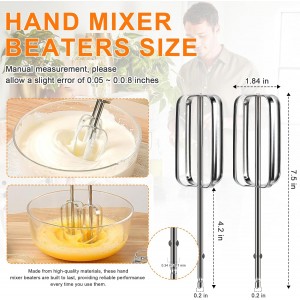 Hand Mixer Beaters Attachments Compatible with Hamilton Beach, Replacement Beater, Dough Hook, Blending Rod, Whisk Parts for 62632R, 62682RZ, 62692, 62695V, 64699 Handheld Mixers Blender - 6 Pack