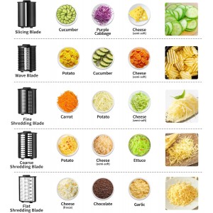 Electric Cheese Grater and Vegetable Slicer, 250W, 5-in-1 Kitchen salad chopper Food Processor with One-Touch Control