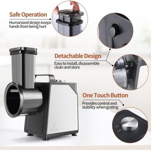 Electric Cheese Grater and Vegetable Slicer, 250W, 5-in-1 Kitchen salad chopper Food Processor with One-Touch Control
