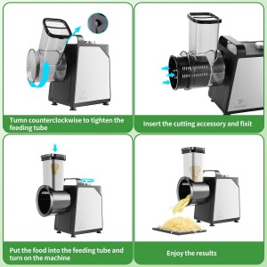 Electric Cheese Grater and Vegetable Slicer, 250W, 5-in-1 Kitchen salad chopper Food Processor with One-Touch Control