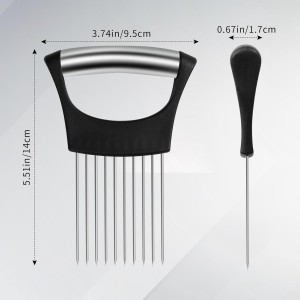 Onion Slicer Holder,Stainless Steel Onion Slicer for Slicing of Onions,Potato,Tomatoes,Avocados,Eggs and Vegetables(2PCS Black)