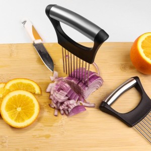 Onion Slicer Holder,Stainless Steel Onion Slicer for Slicing of Onions,Potato,Tomatoes,Avocados,Eggs and Vegetables(2PCS Black)