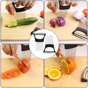 Onion Slicer Holder,Stainless Steel Onion Slicer for Slicing of Onions,Potato,Tomatoes,Avocados,Eggs and Vegetables(2PCS Black)