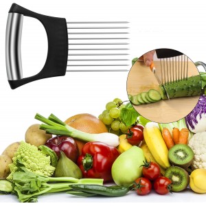 Onion Slicer Holder,Stainless Steel Onion Slicer for Slicing of Onions,Potato,Tomatoes,Avocados,Eggs and Vegetables(2PCS Black)