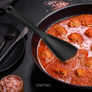 oannao Silicone Kitchen Utensils Set, 600°F Heat Resistant Silicone Cooking Utensils, Spatula, Spoon, Whisk, Tongs, Kitchen Gadgets Sets for Nonstick Cookware, Dishwasher Safe BPA Free (Black)