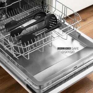 oannao Silicone Kitchen Utensils Set, 600°F Heat Resistant Silicone Cooking Utensils, Spatula, Spoon, Whisk, Tongs, Kitchen Gadgets Sets for Nonstick Cookware, Dishwasher Safe BPA Free (Black)