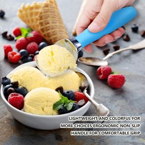 Ice Cream Scoop,Ergonomic Non-Slip Handle for Easy Scooping & Serving,for Gelato,Sorbet,Frozen Yogurt （Blue）