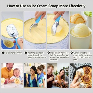 Ice Cream Scoop,Ergonomic Non-Slip Handle for Easy Scooping & Serving,for Gelato,Sorbet,Frozen Yogurt （Blue）