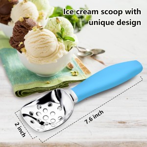 Ice Cream Scoop,Ergonomic Non-Slip Handle for Easy Scooping & Serving,for Gelato,Sorbet,Frozen Yogurt （Blue）