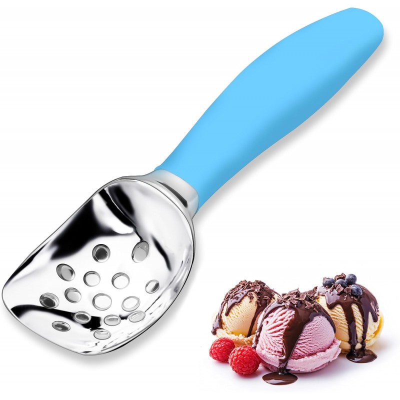 Ice Cream Scoop,Ergonomic Non-Slip Handle for Easy Scooping & Serving,for Gelato,Sorbet,Frozen Yogurt （Blue）