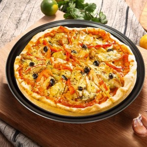 2 Pcs Perforated Pizza tray, Steel Perforated Pizza Pan, Non-Stick Professional Pizza Pan with Oil Brush