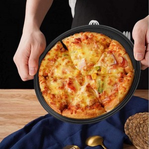 2 Pcs Perforated Pizza tray, Steel Perforated Pizza Pan, Non-Stick Professional Pizza Pan with Oil Brush