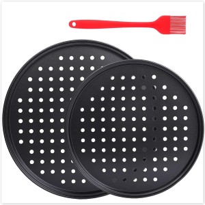 2 Pcs Perforated Pizza tray, Steel Perfo...