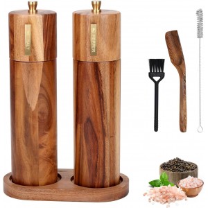 Wooden Salt and Pepper Grinder Set, 8 in...