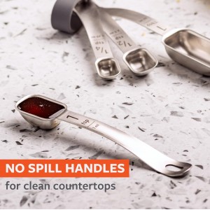 Full Circle Skinny Dip, Stainless Steel Measuring Spoons, 4-Piece Set - 1/4 tsp, 1/2 tsp, 1 tsp, and 1 Tbsp - Perfect for Spice Jars - Dishwasher Safe