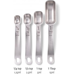 Full Circle Skinny Dip, Stainless Steel Measuring Spoons, 4-Piece Set - 1/4 tsp, 1/2 tsp, 1 tsp, and 1 Tbsp - Perfect for Spice Jars - Dishwasher Safe