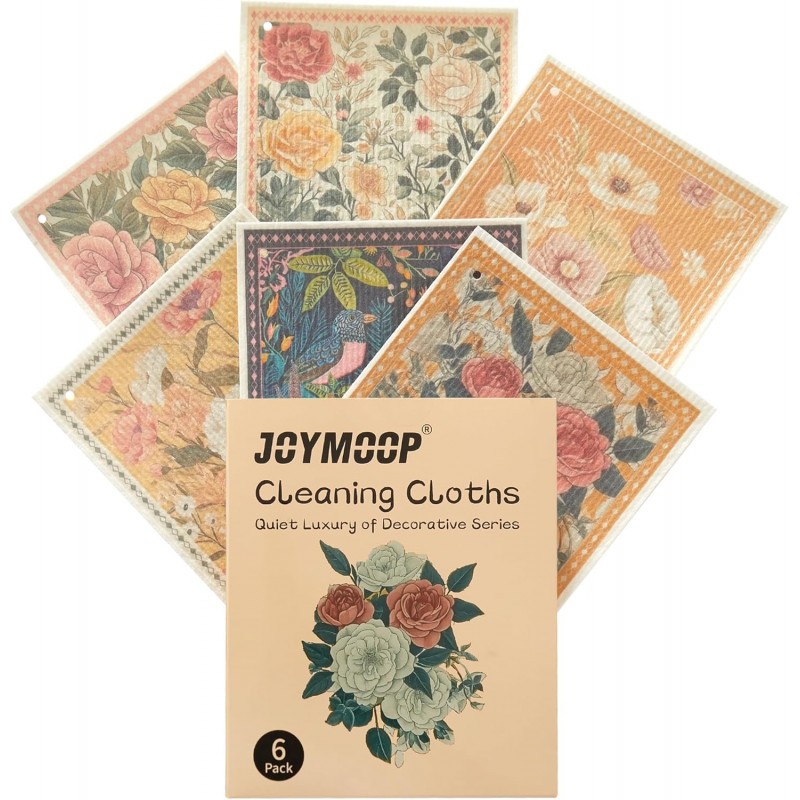 JOYMOOP 6 Pack Dishcloths for Kitchen, Reusable Absorbent Non-Scratch Cleaning Cloths, Washable Quick-Drying Rags for Cookware and Household, 6.7×7.9 Inch