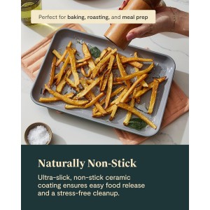 Caraway Mini Bakeware Set – Naturally Non-Stick, Non-Toxic Ceramic Coating – Compact Baking Pans Set for Small Kitchens & Ovens – Includes Baking Sheets, Muffin Pan, Cooling Rack & Storage - Cream