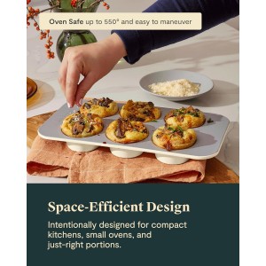 Caraway Mini Bakeware Set – Naturally Non-Stick, Non-Toxic Ceramic Coating – Compact Baking Pans Set for Small Kitchens & Ovens – Includes Baking Sheets, Muffin Pan, Cooling Rack & Storage - Cream