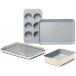 Caraway Mini Bakeware Set – Naturally Non-Stick, Non-Toxic Ceramic Coating – Compact Baking Pans Set for Small Kitchens & Ovens – Includes Baking Sheets, Muffin Pan, Cooling Rack & Storage - Cream
