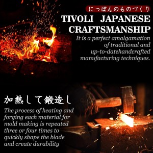 TIVOLI Hand-Forged Ulu Knife – Full Tang High Carbon Steel, Japanese-Inspired with Sheath & Gift Box, Mezzaluna Rocker Knife & Pizza Cutter for Kitchen, Camping&BBQ, Christmas Gifts for Men and Women