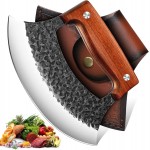 TIVOLI Hand-Forged Ulu Knife – Full Tang High Carbon Steel, Japanese-Inspired with Sheath & Gift Box, Mezzaluna Rocker Knife & Pizza Cutter for Kitchen, Camping&BBQ, Christmas Gifts for Men and Women