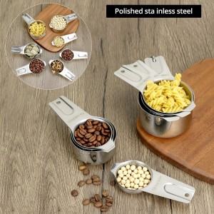 QWORK Stainless Steel Measuring Cups, Set of 7 Nesting Kitchen Tools for Cooking & Baking