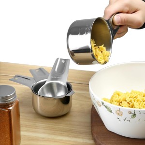 QWORK Stainless Steel Measuring Cups, Set of 7 Nesting Kitchen Tools for Cooking & Baking