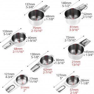QWORK Stainless Steel Measuring Cups, Set of 7 Nesting Kitchen Tools for Cooking & Baking