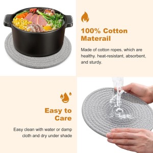 TIAMECH 9 Inch Trivets for Hot Dishes, Hot Pots and Pans - Set 5 Pcs Heat Resistant Large Thicken Trivets & Hot Pads for Countertops with Storage Basket