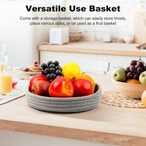 TIAMECH 9 Inch Trivets for Hot Dishes, Hot Pots and Pans - Set 5 Pcs Heat Resistant Large Thicken Trivets & Hot Pads for Countertops with Storage Basket