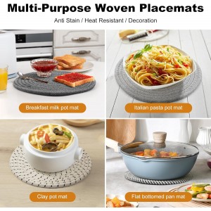 TIAMECH 9 Inch Trivets for Hot Dishes, Hot Pots and Pans - Set 5 Pcs Heat Resistant Large Thicken Trivets & Hot Pads for Countertops with Storage Basket