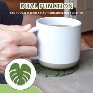 Monstera Coaster Set, 4 Count, Green Leaf Silicone Drink Coasters, Non Slip, Anti Stain, Heat Resistant, Hand Wash Only