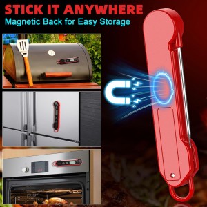 Digital Meat Thermometer Instant Read Waterproof – Folding Probe Food Thermometer with Backlight & Calibration, Gift for Chef, Fast Read for BBQ, Grill, Deep Fry, Cooking, Liquids