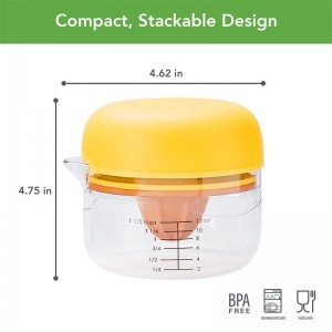 Tovolo Citrus Juicer and Zester Manual Lemon Squeezer with Measuring Cup and Built In Strainer, Easy Clean BPA Free Zester Grater with Handle for Fresh Citrus Dual Reamers for All Fruit Sizes