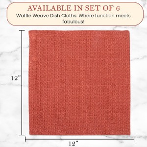 Vintage Vista 100% Cotton Waffle Dish Cloths (Pack of 6) - Dish Rags for Washing Dishes - Reusable & Highly Absorbent Kitchen Towels - Kitchen Rags fo Easter - (12