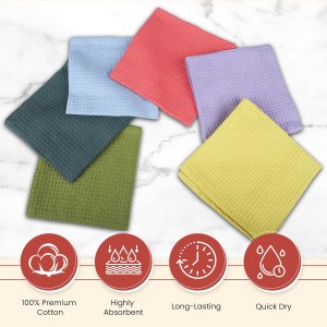 Vintage Vista 100% Cotton Waffle Dish Cloths (Pack of 6) - Dish Rags for Washing Dishes - Reusable & Highly Absorbent Kitchen Towels - Kitchen Rags fo Easter - (12