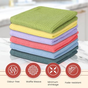Vintage Vista 100% Cotton Waffle Dish Cloths (Pack of 6) - Dish Rags for Washing Dishes - Reusable & Highly Absorbent Kitchen Towels - Kitchen Rags fo Easter - (12