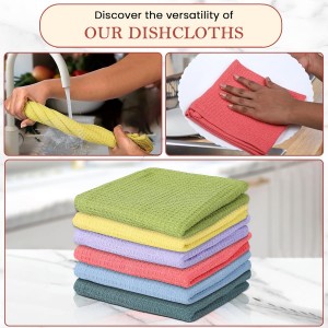 Vintage Vista 100% Cotton Waffle Dish Cloths (Pack of 6) - Dish Rags for Washing Dishes - Reusable & Highly Absorbent Kitchen Towels - Kitchen Rags fo Easter - (12