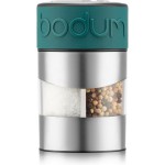 Bodum Twin Dual Salt and Pepper Grinder, Stainless Steel w/Silicone Sleeve, Forest