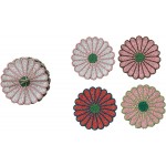 Creative Co-Op 4-Piece Beaded Glass Flower Shaped Coasters with Jute Tie, 4 Colors