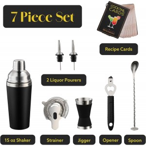 Excellent Grip Mixology Bartender Kit - Drink Mixer Set with All Essential Bar Accessories - Premium Bar Tool Set for The Ultimate Home Bar Experience, Housewarming Gifts New Home (Black)