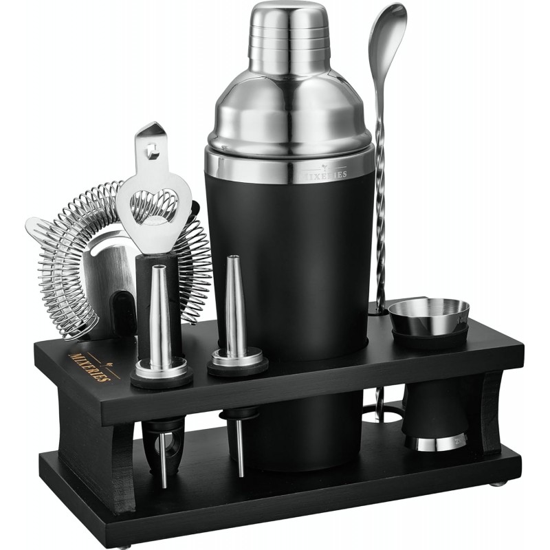 Excellent Grip Mixology Bartender Kit - Drink Mixer Set with All Essential Bar Accessories - Premium Bar Tool Set for The Ultimate Home Bar Experience, Housewarming Gifts New Home (Black)