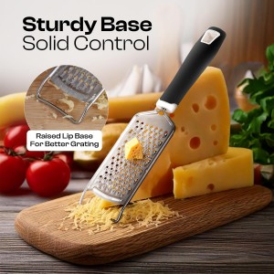 Handheld Cheese Grater & Cheese Shredder – Stainless Steel, Rust-Proof, Non-Slip Handle, Durable Flat Grater for Parmesan, Chocolate, Spices, Vegetables & More – Multi-Purpose & Easy to Clean.